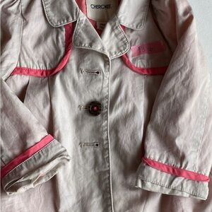 Baby Girl 12 month Cherokee Light Tan Coat with Pink Trim